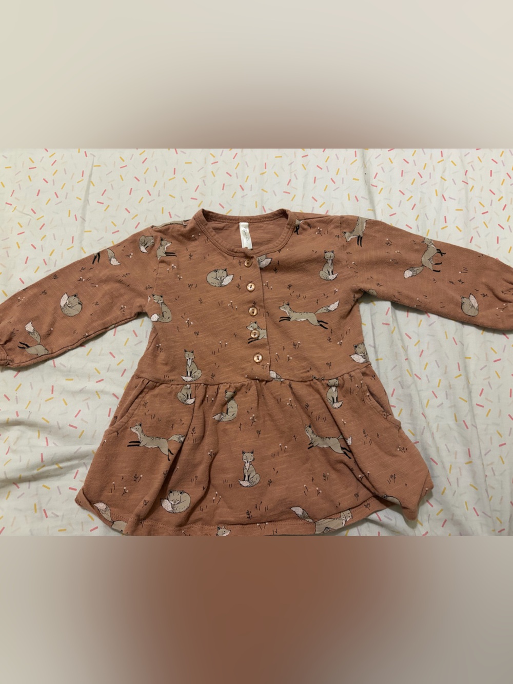 Rylee + Cru Rust Brown Fox Print Dress